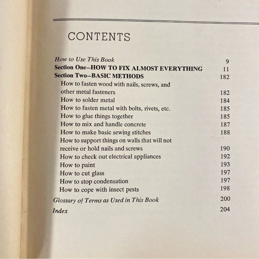 How to Fix Almost Everything VTG 1963 -1975 The Standard A to Z Guide Hardcover